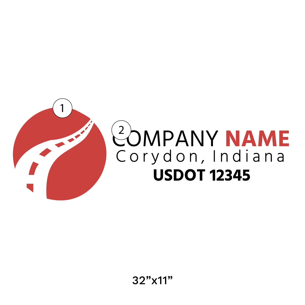 Company Name Truck Door Decal (USDOT), 2 Pack