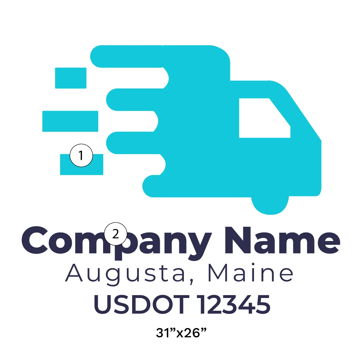 Company Name Truck Door Decal (USDOT), 2 Pack