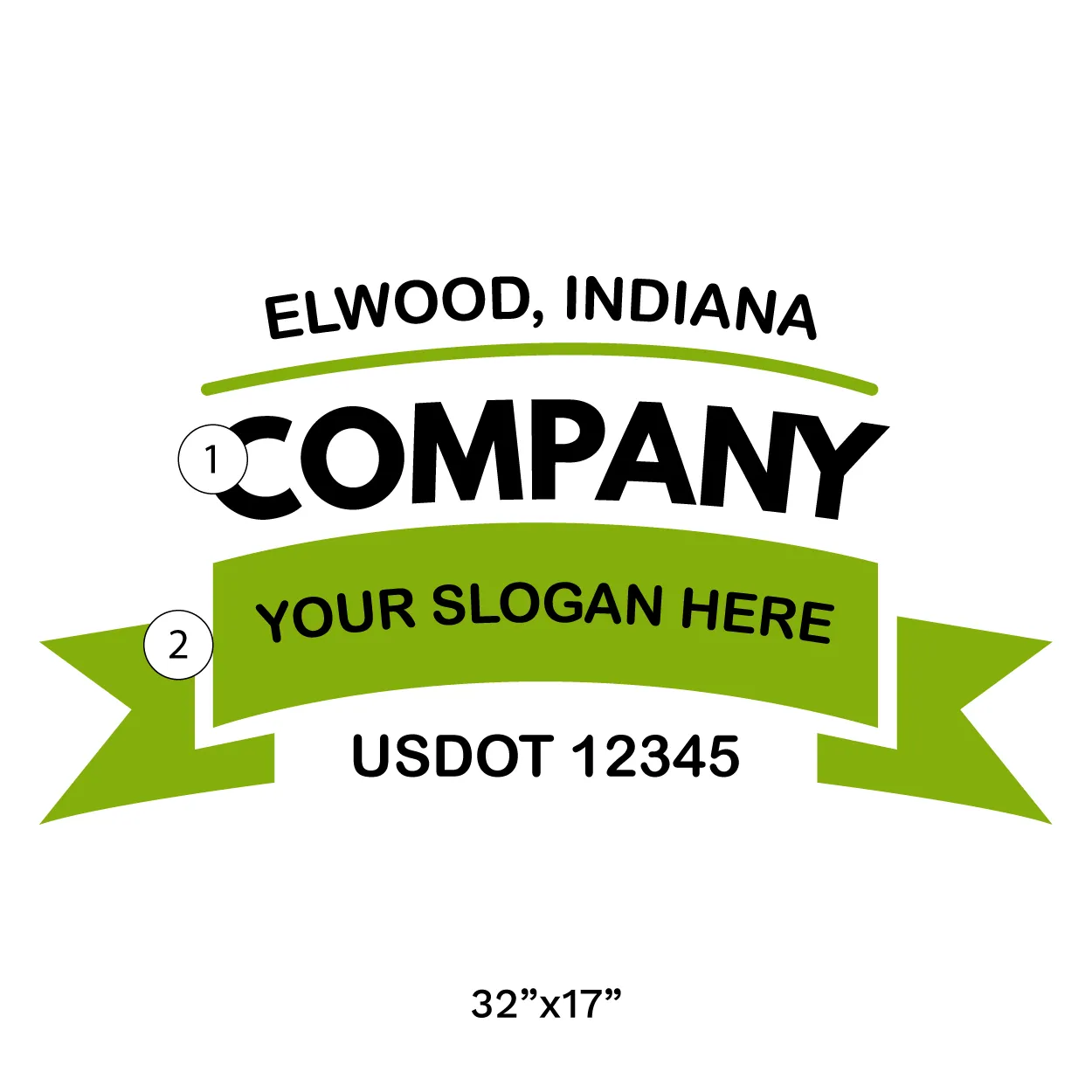 Company Name Truck Door Decal (USDOT), 2 Pack