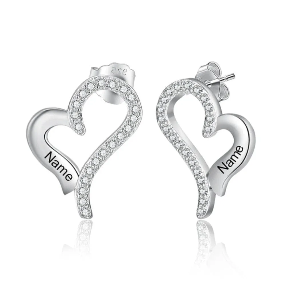 Customized Cubic Zirconia Name Engraved Earrings