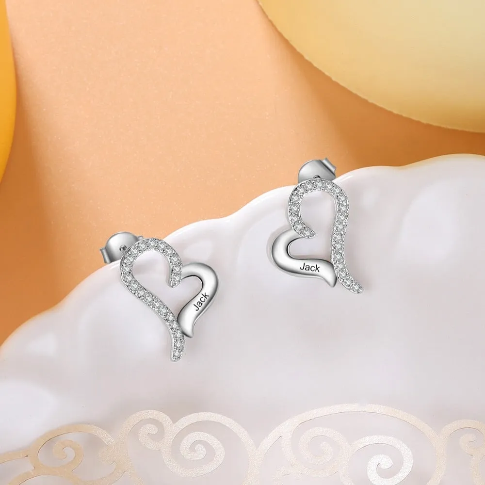 Customized Cubic Zirconia Name Engraved Earrings