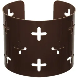 Dark Brown Cutout Cross Metal Cuff Bracelet