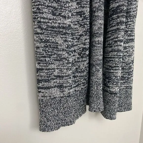 EILEEN FISHER Womens Black White Duster Silk Long Cardigan Heathered Size Medium