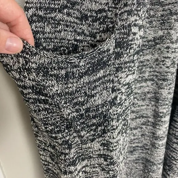 EILEEN FISHER Womens Black White Duster Silk Long Cardigan Heathered Size Medium