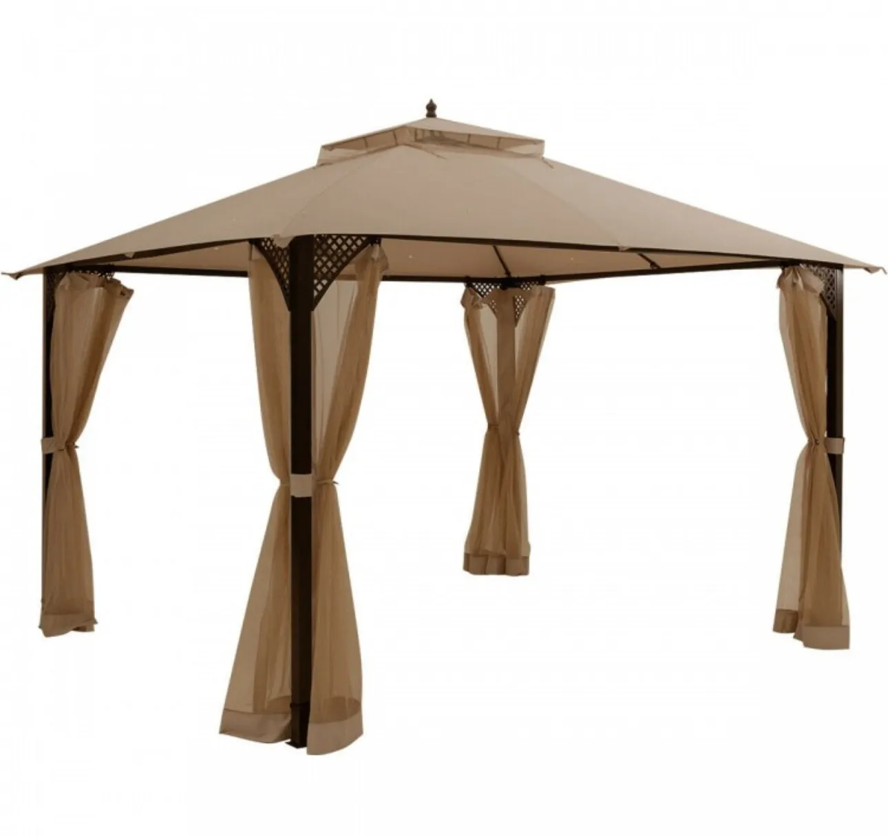 Elegant Heavy Duty Sturdy Design 12x10 FT Outdoor Double Top Patio Gazebo With Netting | Double Vented Roof | Sun-Proof & Waterproof Design