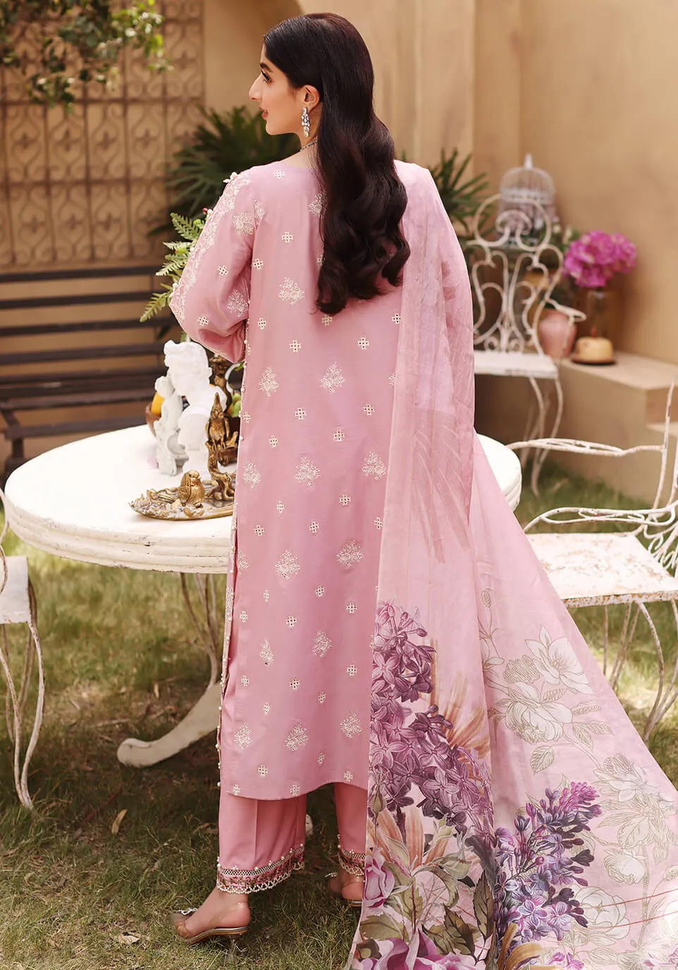 ELF-6 Old Rose | Elaf Luxury Festive Lawn Collection 2022 | Unstitched Embroidered Lawn Suits
