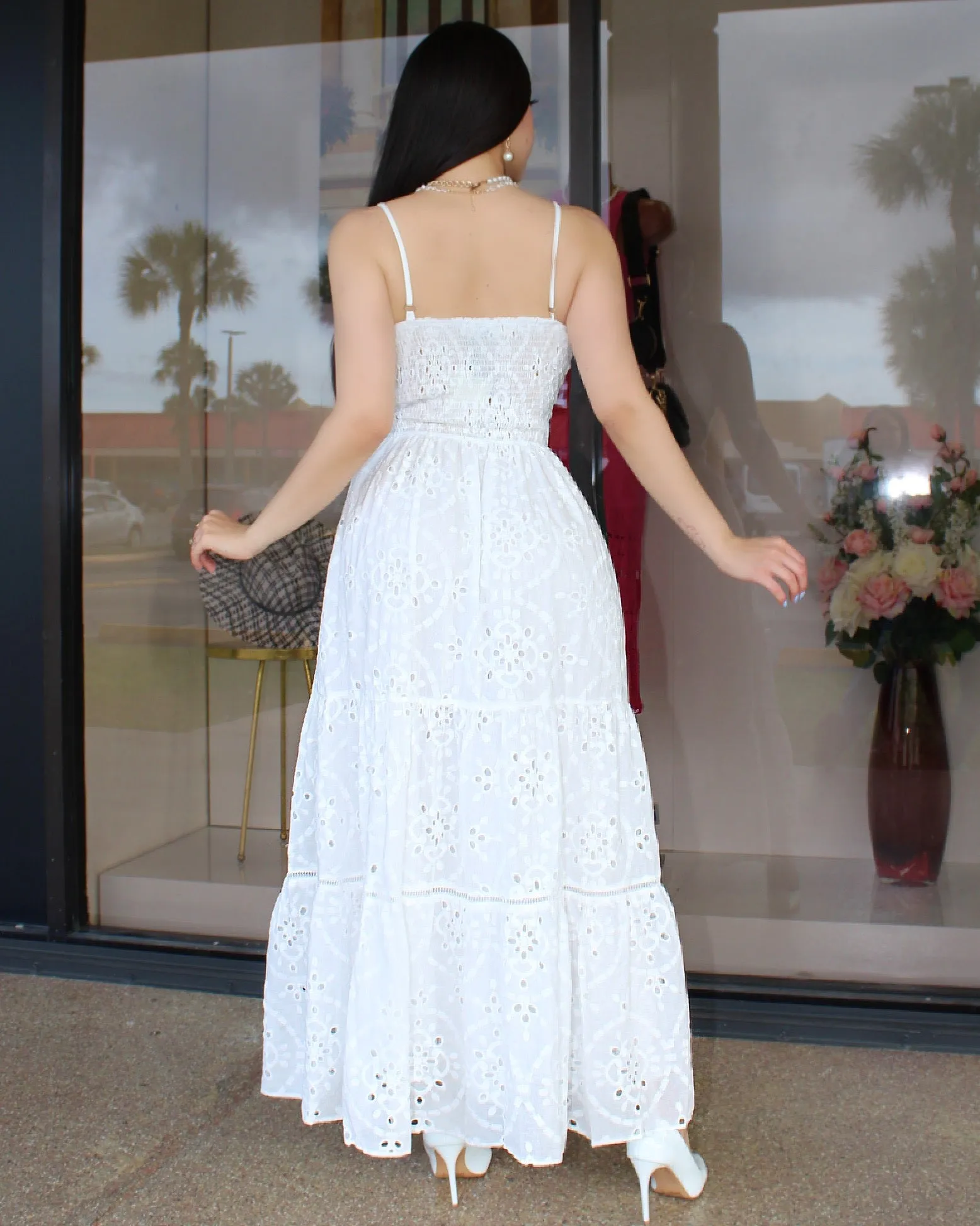 Enjoy Sundays Crochet Maxi Dress White