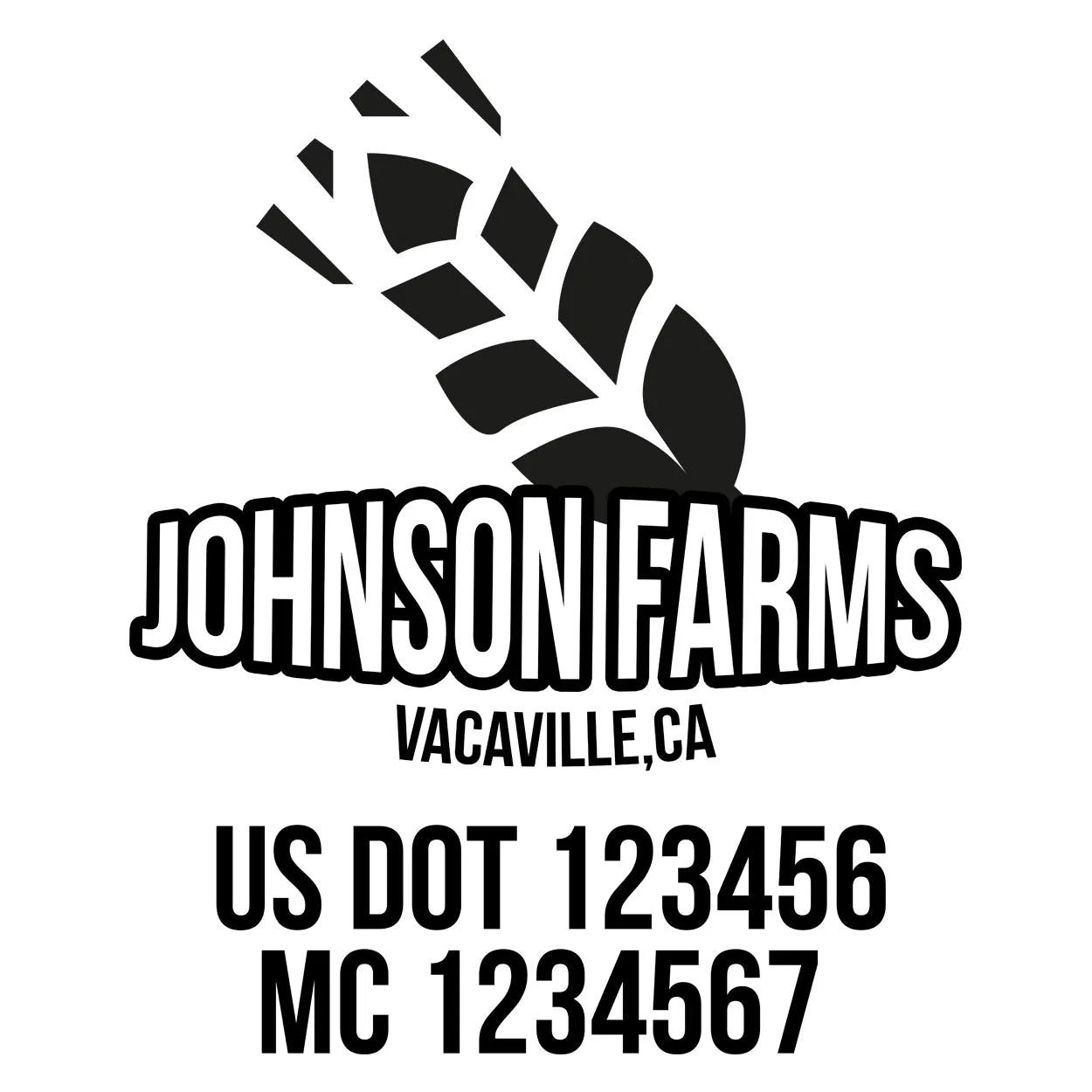 Farm Company Name Truck Decal (USDOT), 2 Pack