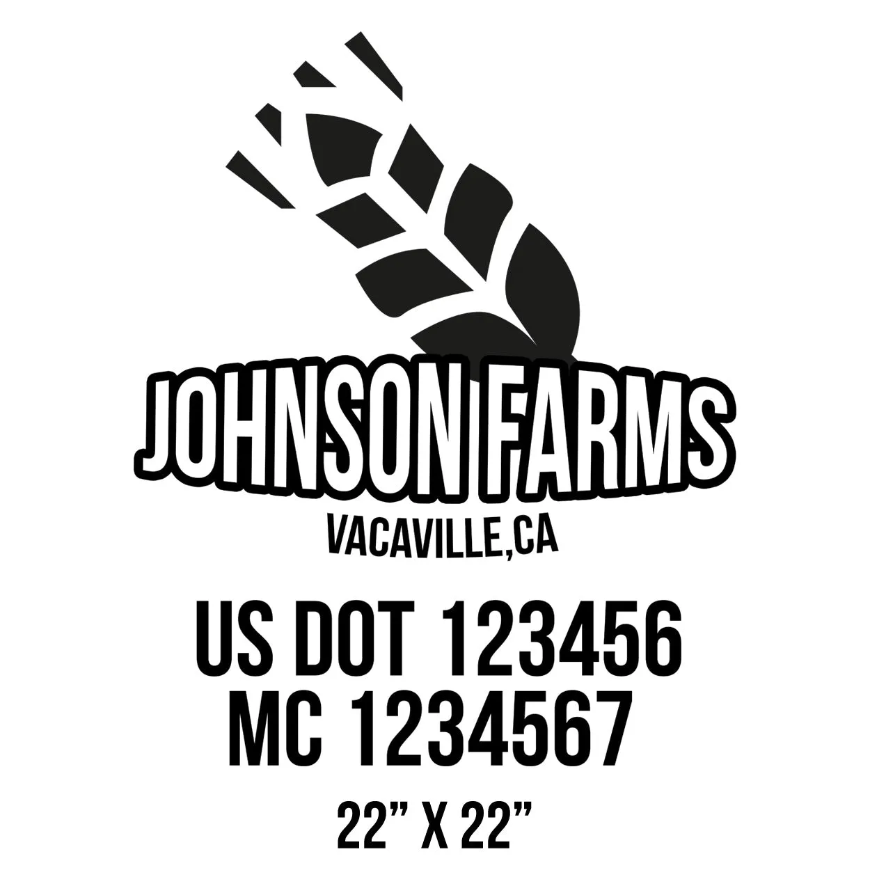 Farm Company Name Truck Decal (USDOT), 2 Pack