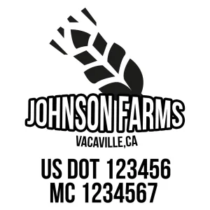 Farm Company Name Truck Decal (USDOT), 2 Pack