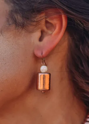 Fashion Copper Cylinder Bead Earrings