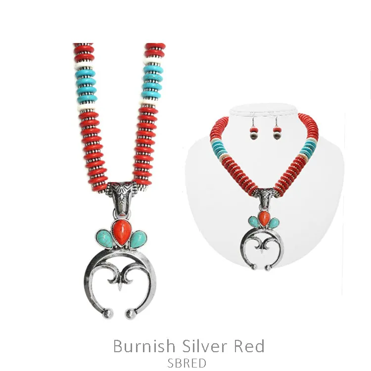 Fashion Turquoise Disc Necklace and Naja Pendant