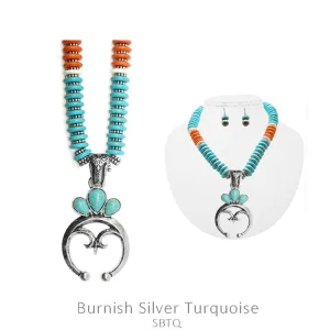 Fashion Turquoise Disc Necklace and Naja Pendant
