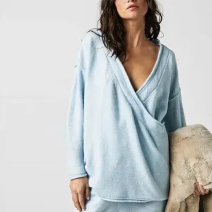 Free People Living In This Intimately Pullover Light Blue - XL