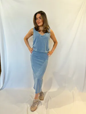 Gail Jersey Denim Midi Skirt