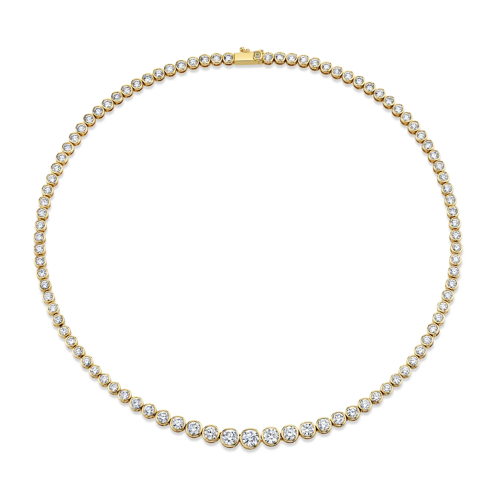 Gold & Diamond Graduated Bezel Eternity Necklace
