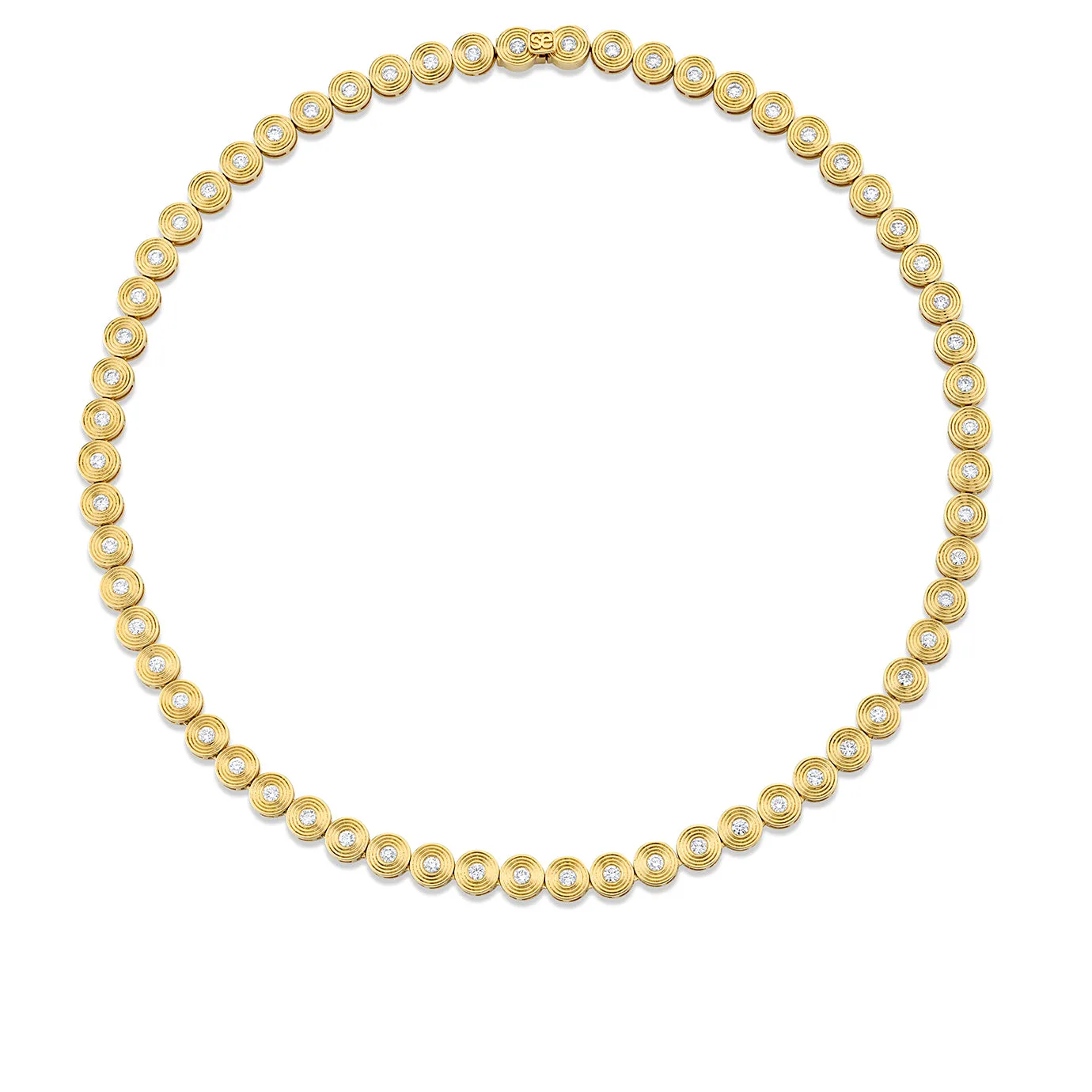 Gold & Diamond Small Fluted Eternity Necklace