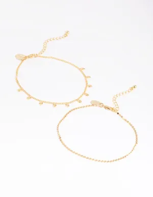 Gold Plated Oval Chain Anklet Set