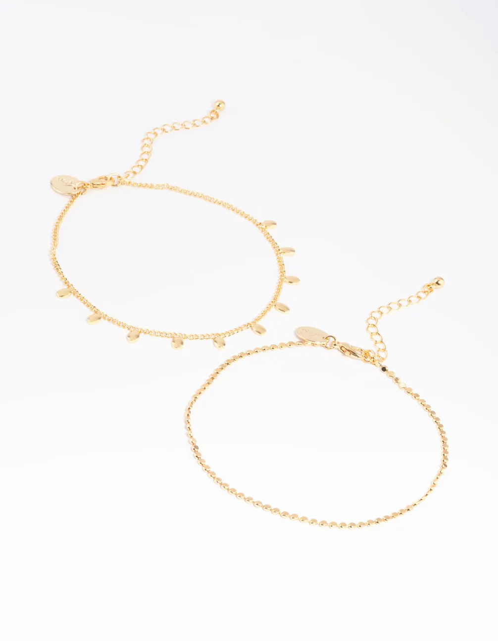 Gold Plated Oval Chain Anklet Set
