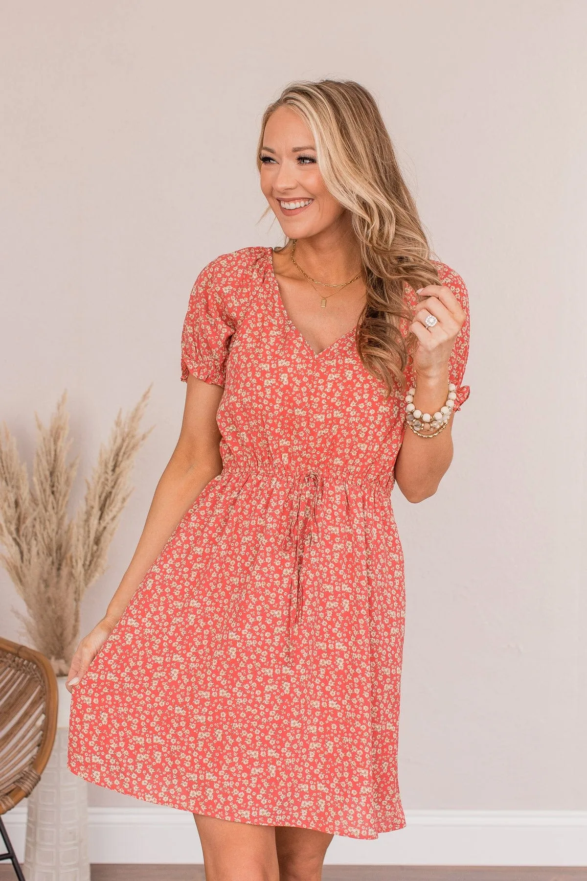 Good To Be Me Floral Mini Dress- Red