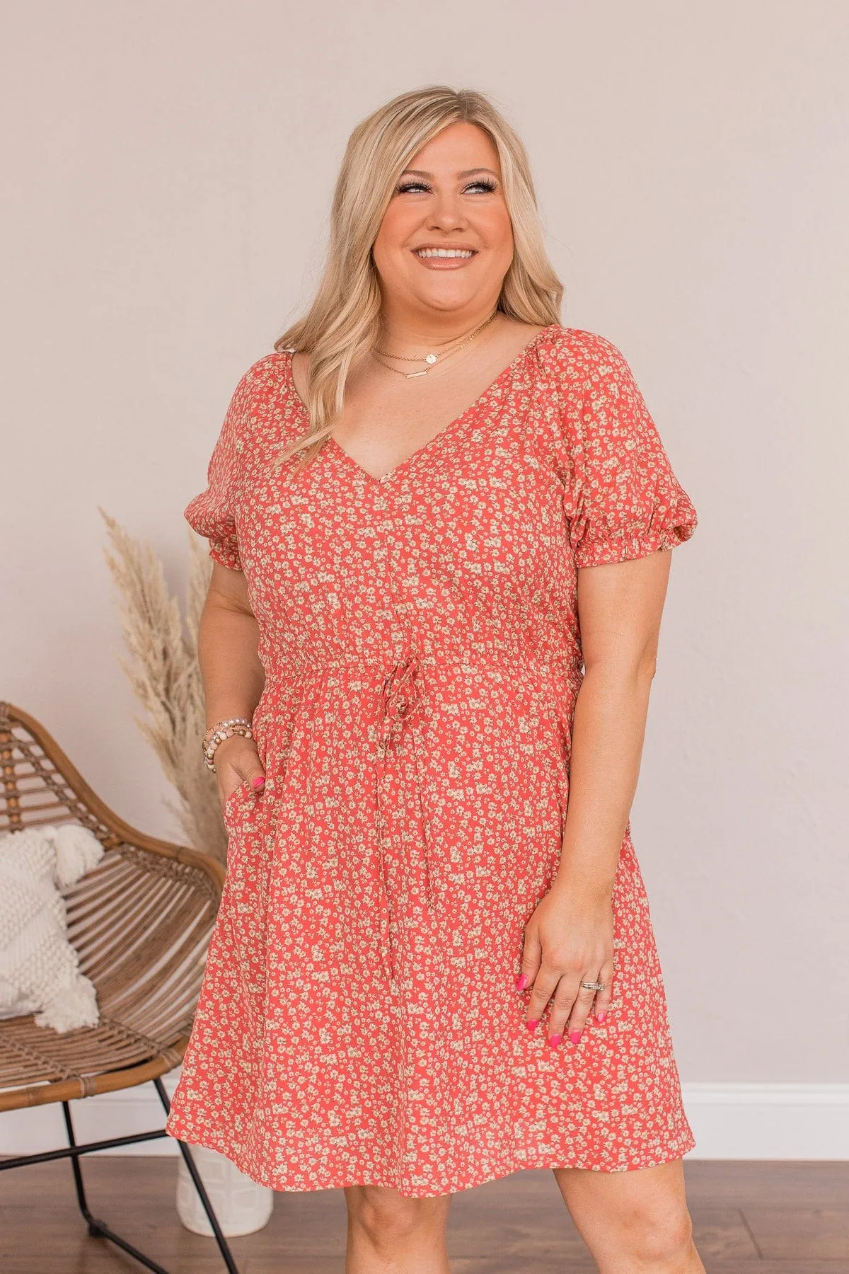 Good To Be Me Floral Mini Dress- Red