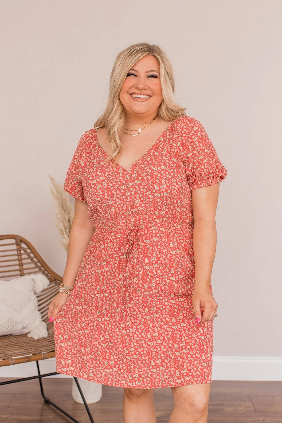 Good To Be Me Floral Mini Dress- Red