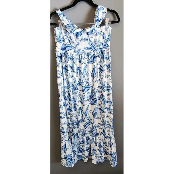 Grace Karin Halter Blue Floral Maxi Dress Women’s Size M Summer Vacation Boho