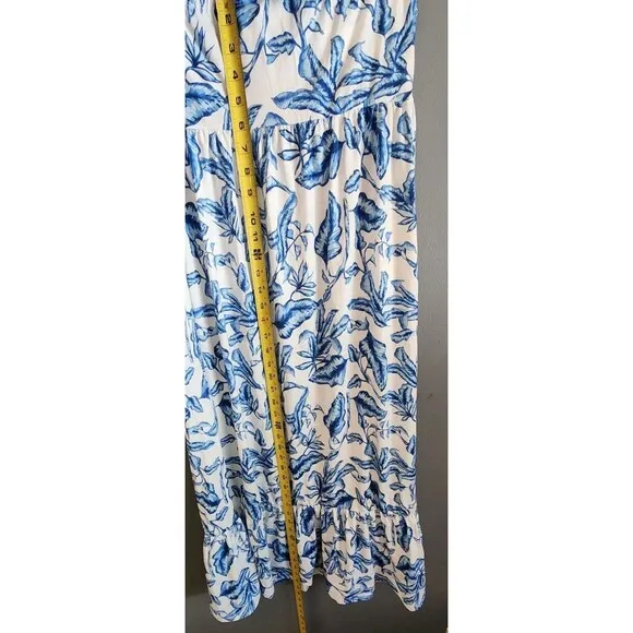 Grace Karin Halter Blue Floral Maxi Dress Women’s Size M Summer Vacation Boho