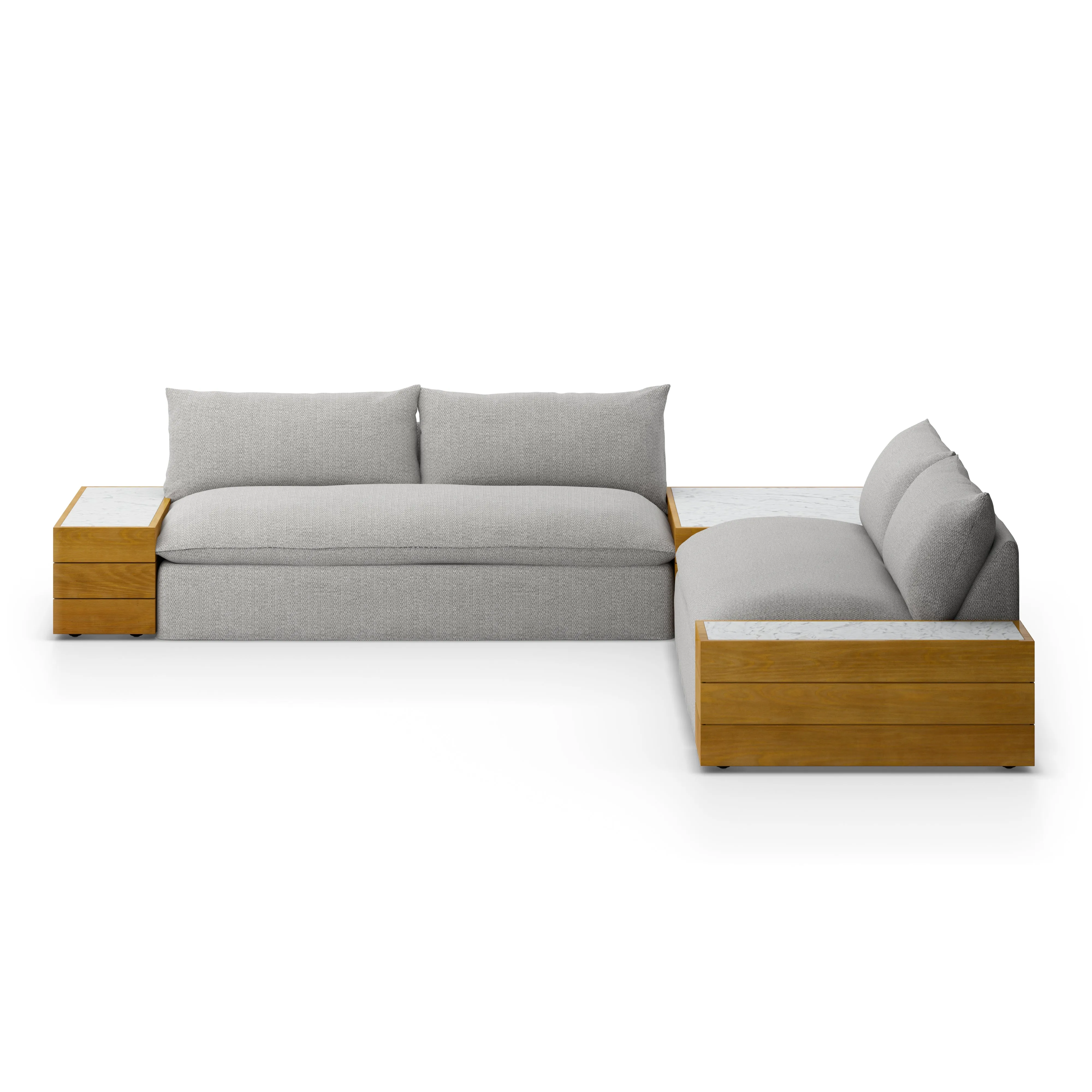 Grant Outdoor 2-Pc Sectional with Coffee & End Tables - Faye Ash