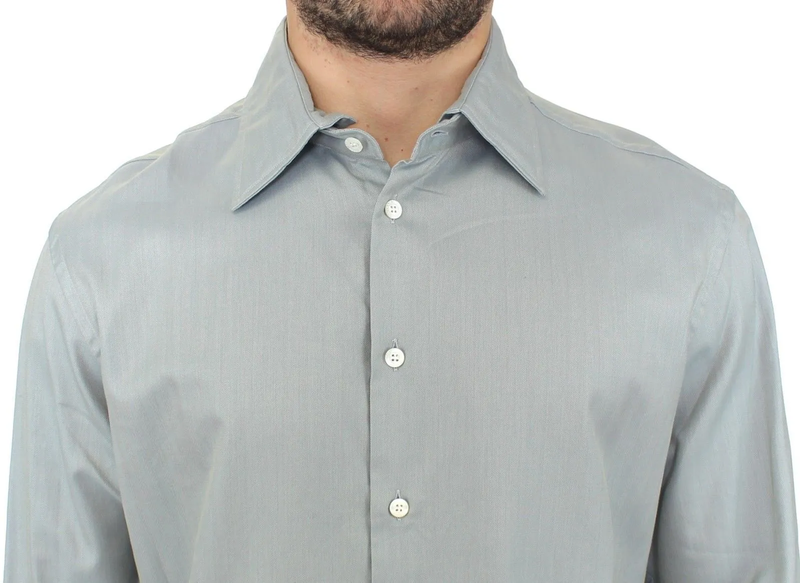Gray Cotton Long Sleeve Casual Shirt Top