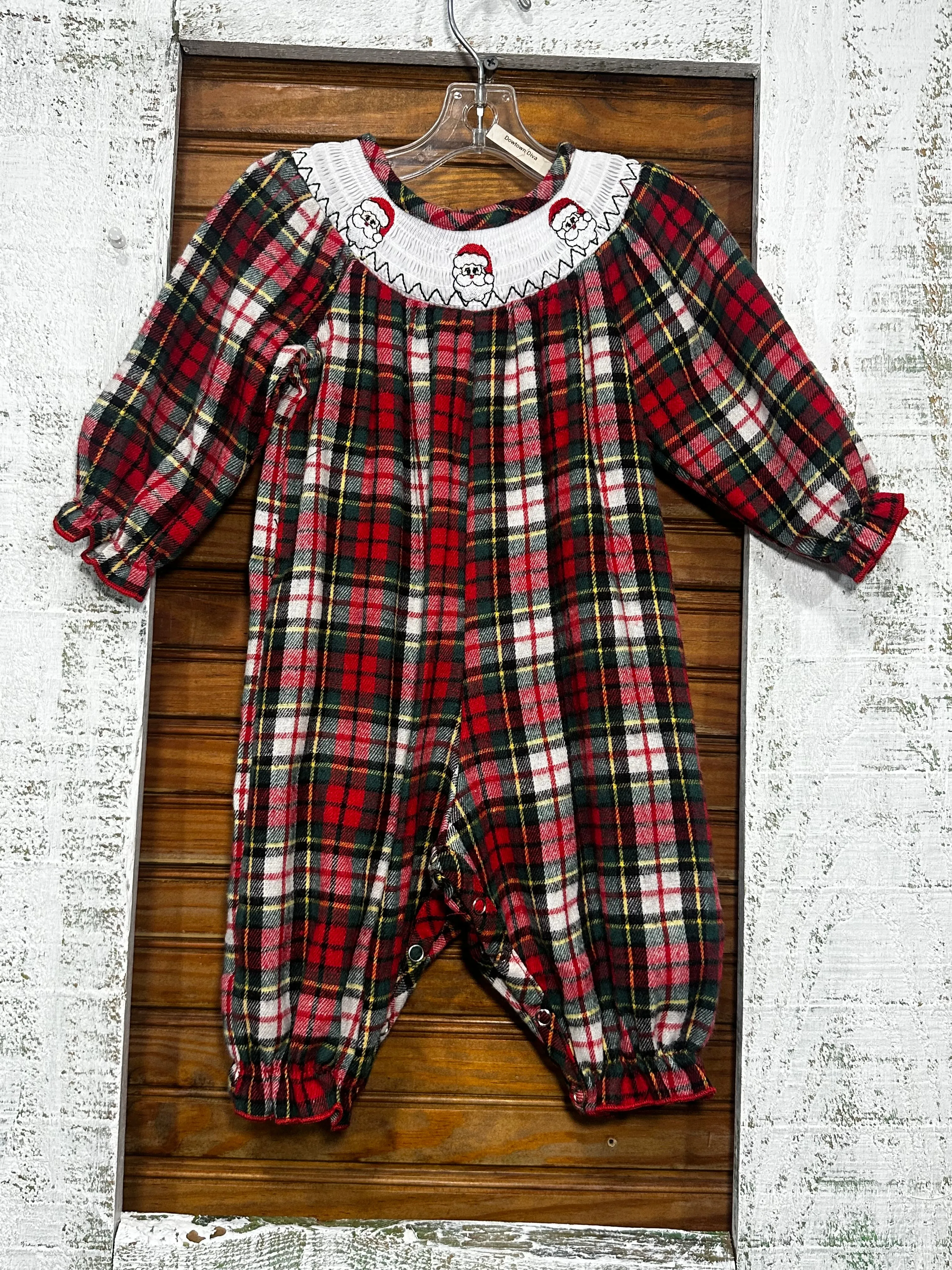 Green and Red Plaid Romper or Dress