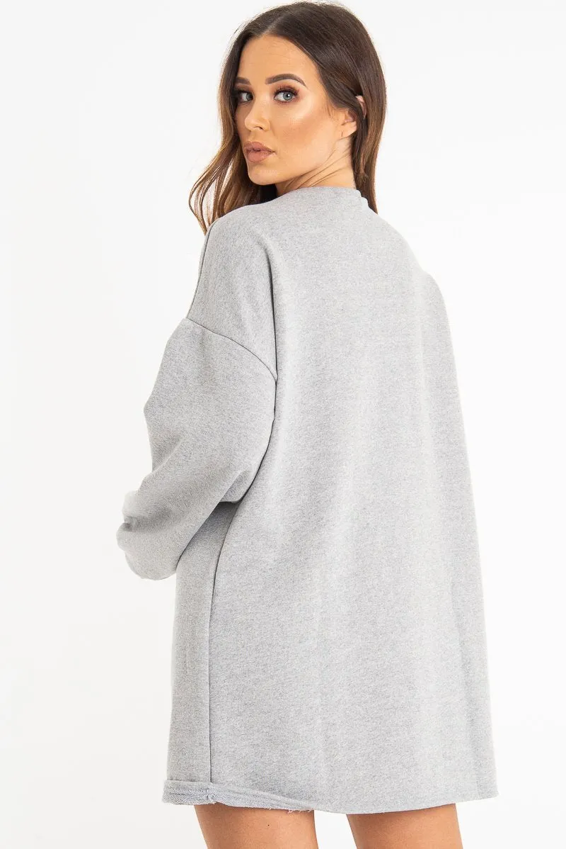 Grey Oversized Sweatshirt Jumper Dress - Kristen