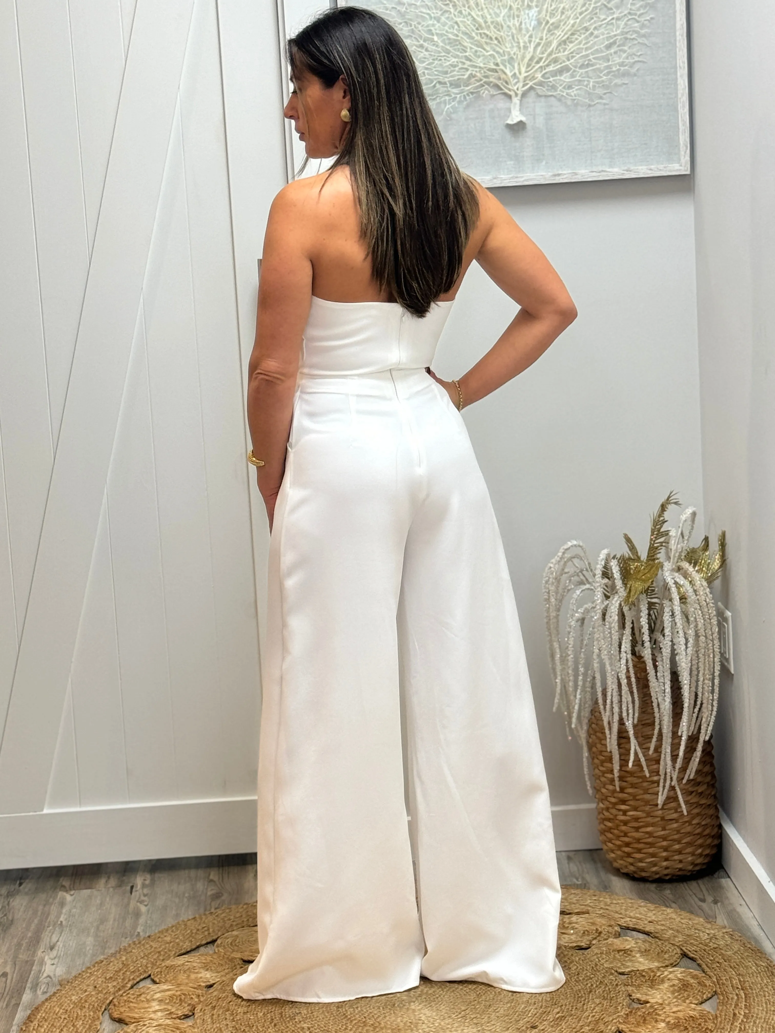 “Hanna" Halter Tie Front Split Jumpsuit