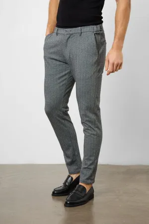 Herringbone Stripe Trousers in Dark Grey