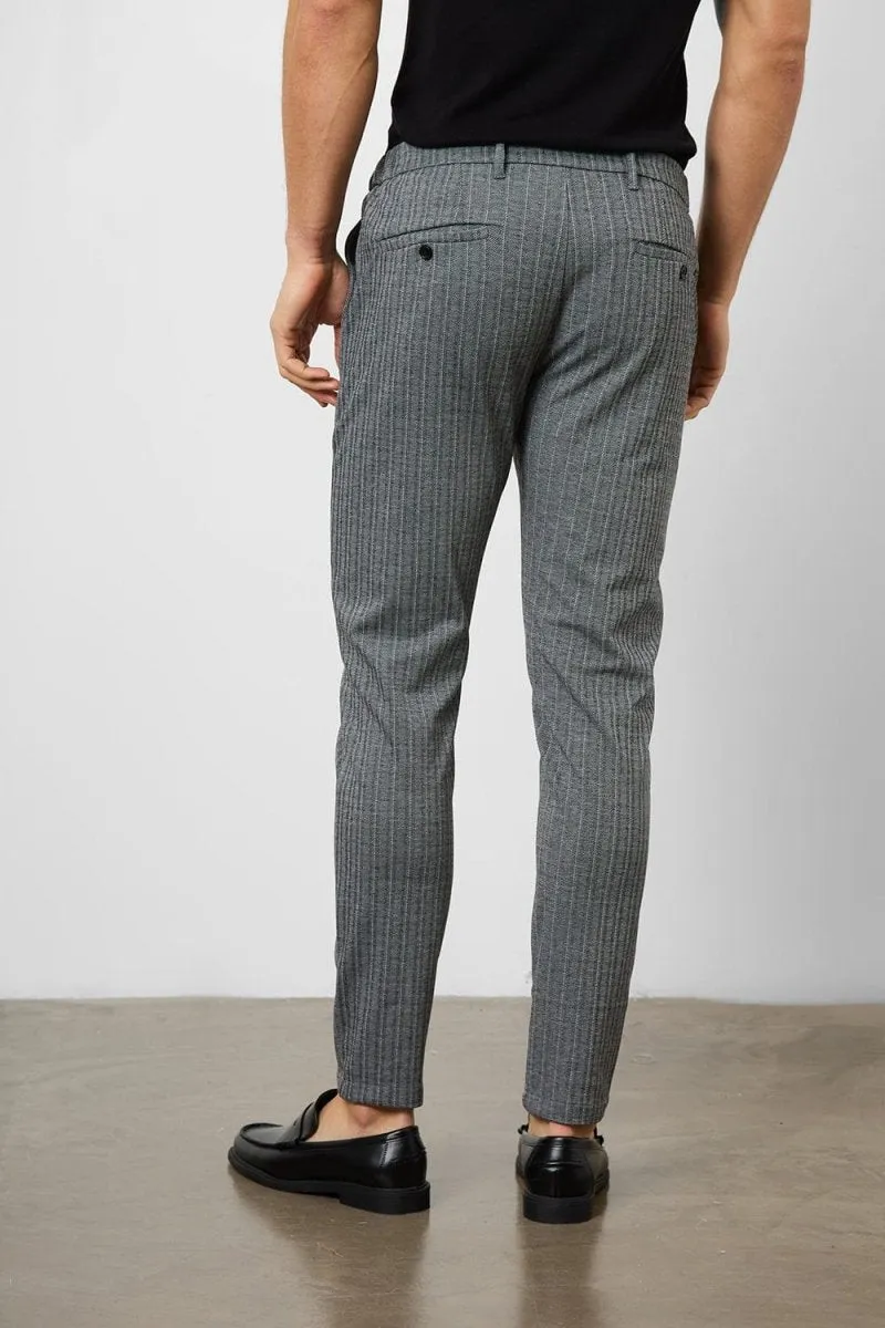 Herringbone Stripe Trousers in Dark Grey