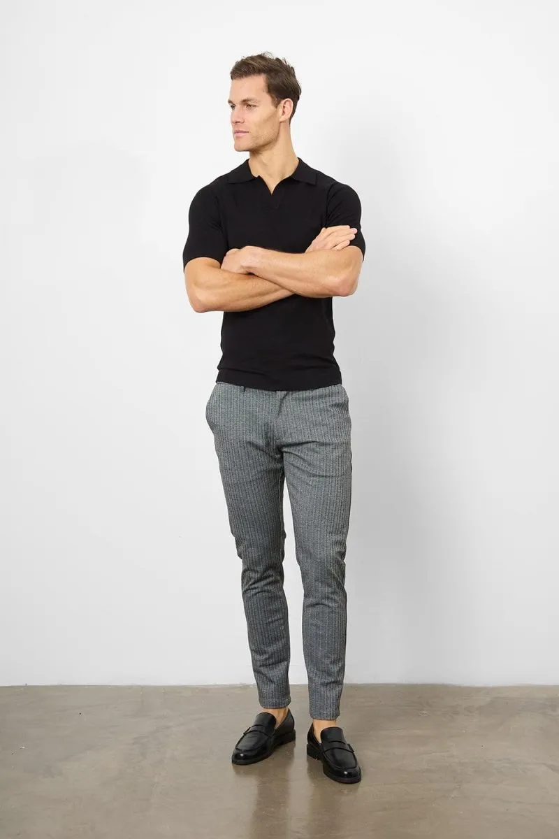 Herringbone Stripe Trousers in Dark Grey