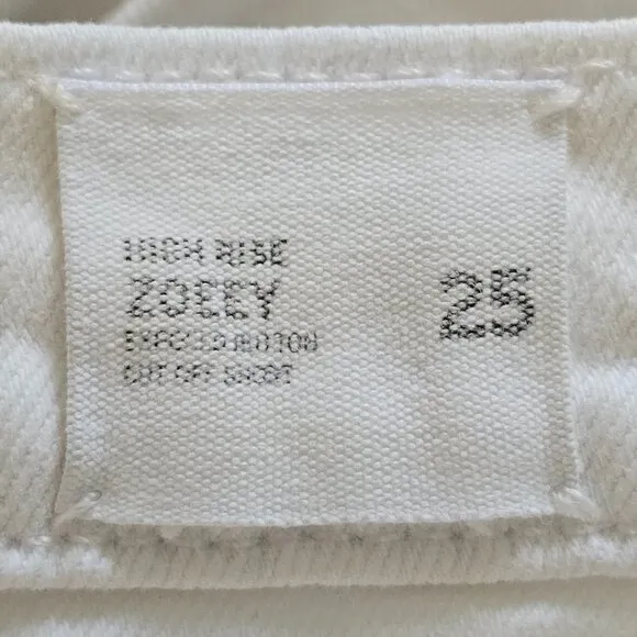 Hudson Zoeey High Rise White Denim Cut Off Shorts with Exposed Button Fly