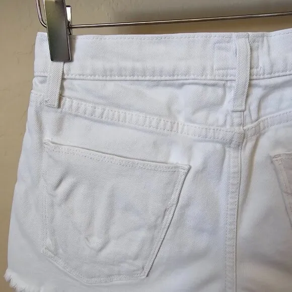 Hudson Zoeey High Rise White Denim Cut Off Shorts with Exposed Button Fly
