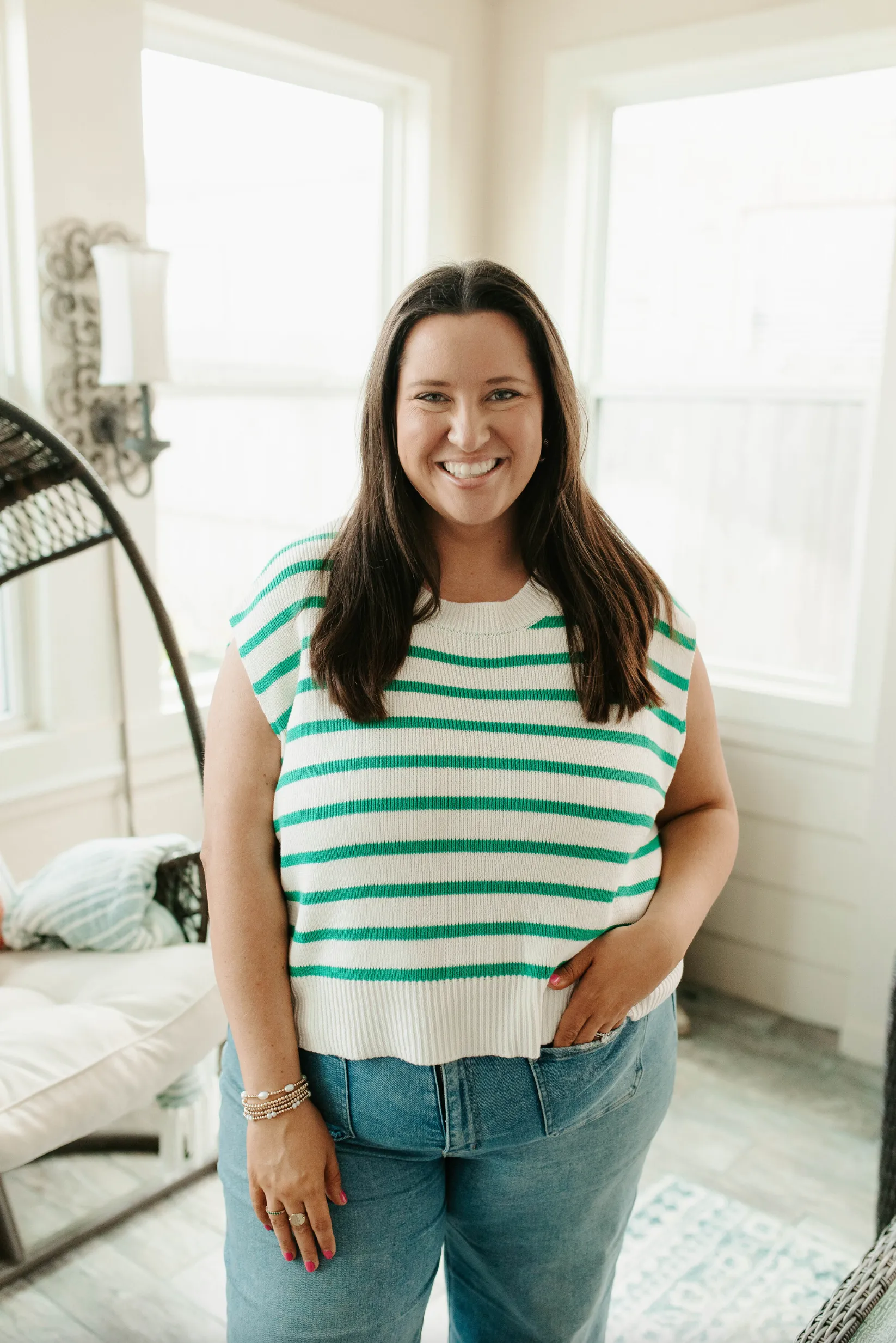 Isabella Stripe Top - Green