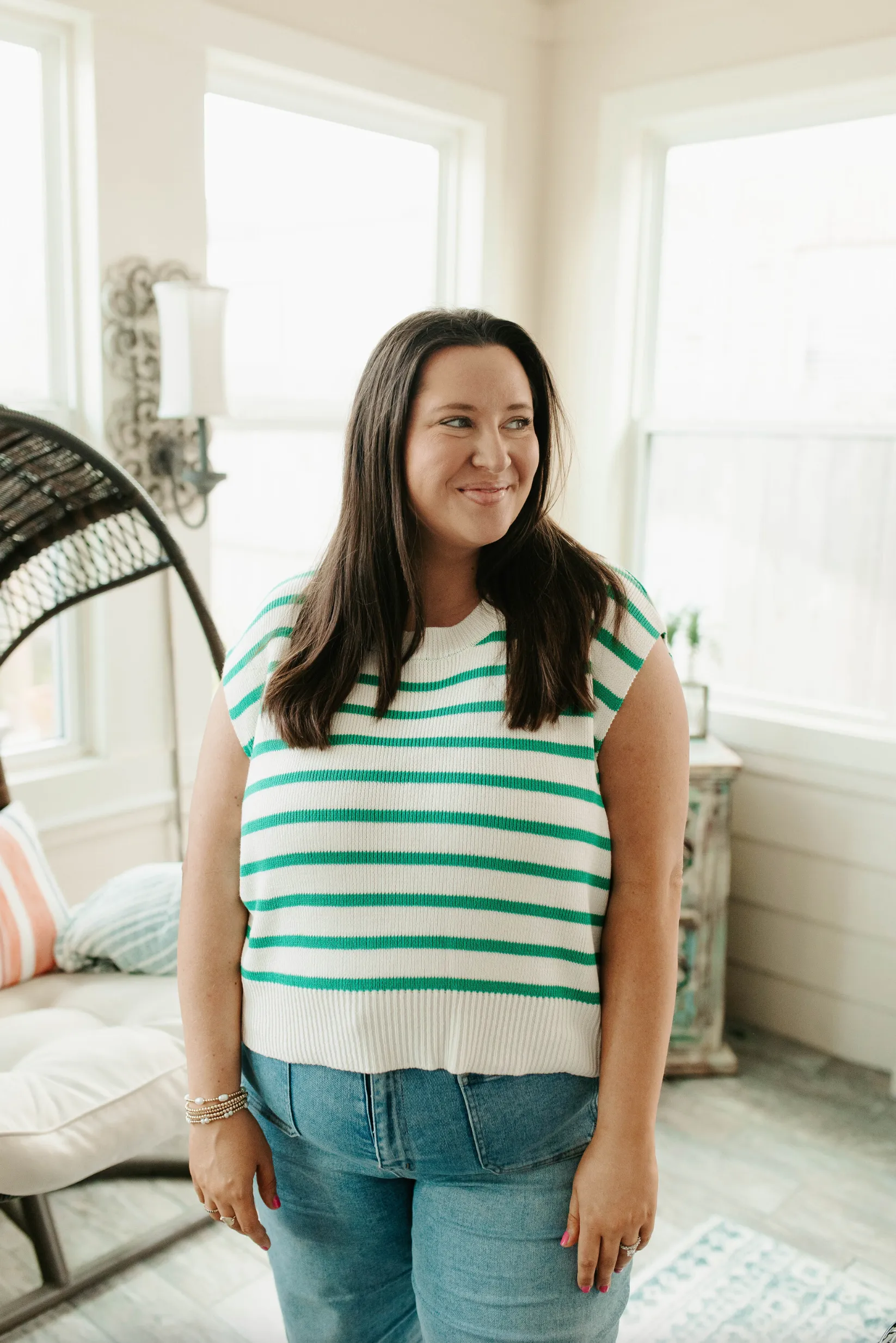Isabella Stripe Top - Green