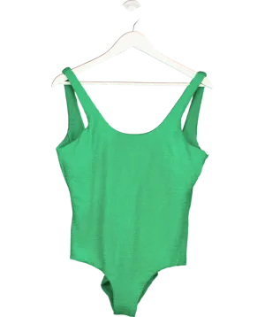 Its Now Cool Green Backless One Piece Crinkle Swimsuit UK XL
