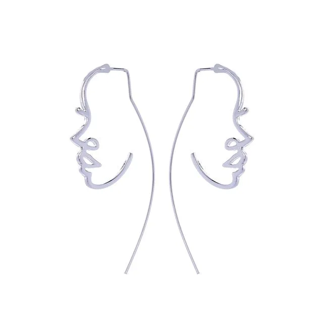 Kiss Me Women Earrings 2019 Korean Fashion Jewelry Gold Color Alloy Face Dangle Earrings Halloween Accessories Brincos