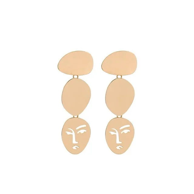 Kiss Me Women Earrings 2019 Korean Fashion Jewelry Gold Color Alloy Face Dangle Earrings Halloween Accessories Brincos