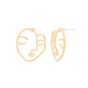 Kiss Me Women Earrings 2019 Korean Fashion Jewelry Gold Color Alloy Face Dangle Earrings Halloween Accessories Brincos