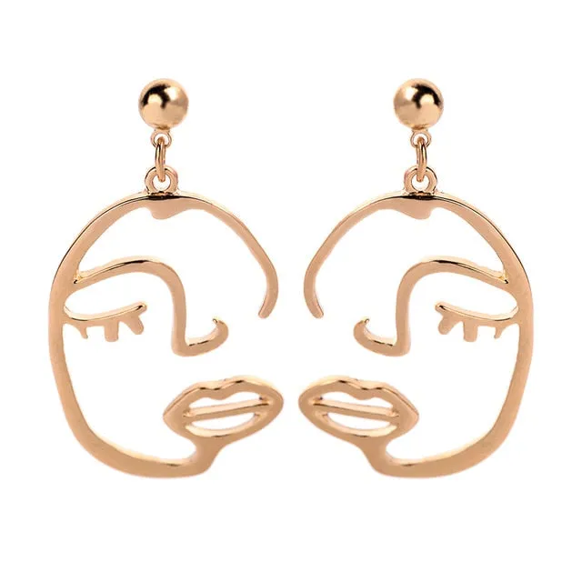 Kiss Me Women Earrings 2019 Korean Fashion Jewelry Gold Color Alloy Face Dangle Earrings Halloween Accessories Brincos
