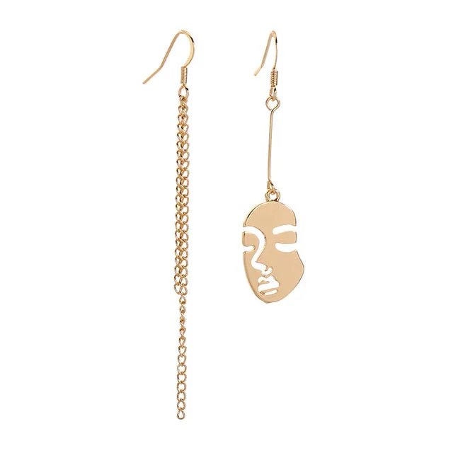 Kiss Me Women Earrings 2019 Korean Fashion Jewelry Gold Color Alloy Face Dangle Earrings Halloween Accessories Brincos
