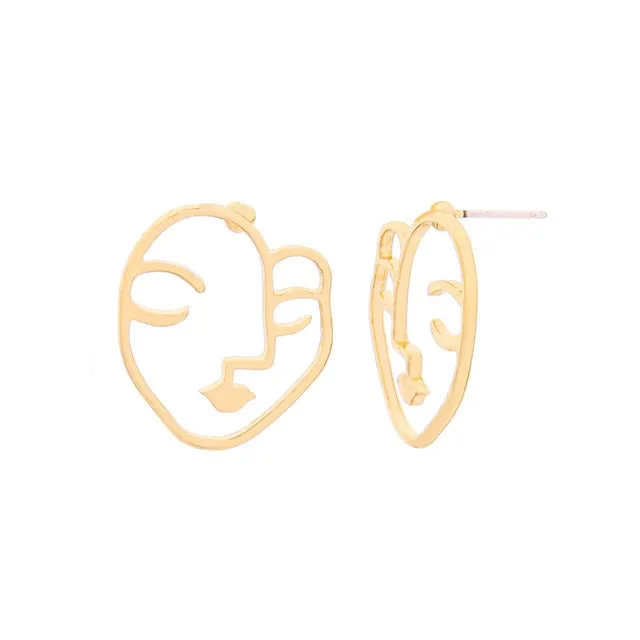 Kiss Me Women Earrings 2019 Korean Fashion Jewelry Gold Color Alloy Face Dangle Earrings Halloween Accessories Brincos