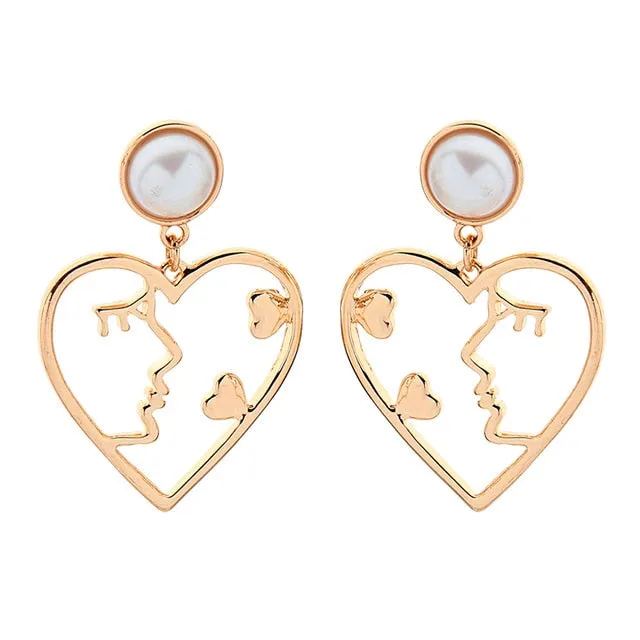 Kiss Me Women Earrings 2019 Korean Fashion Jewelry Gold Color Alloy Face Dangle Earrings Halloween Accessories Brincos