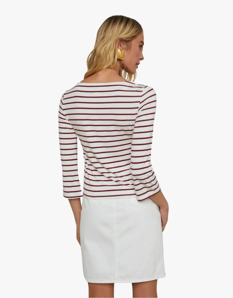 L'agence Lucille Boatneck Top in Red, Navy & White Stripe