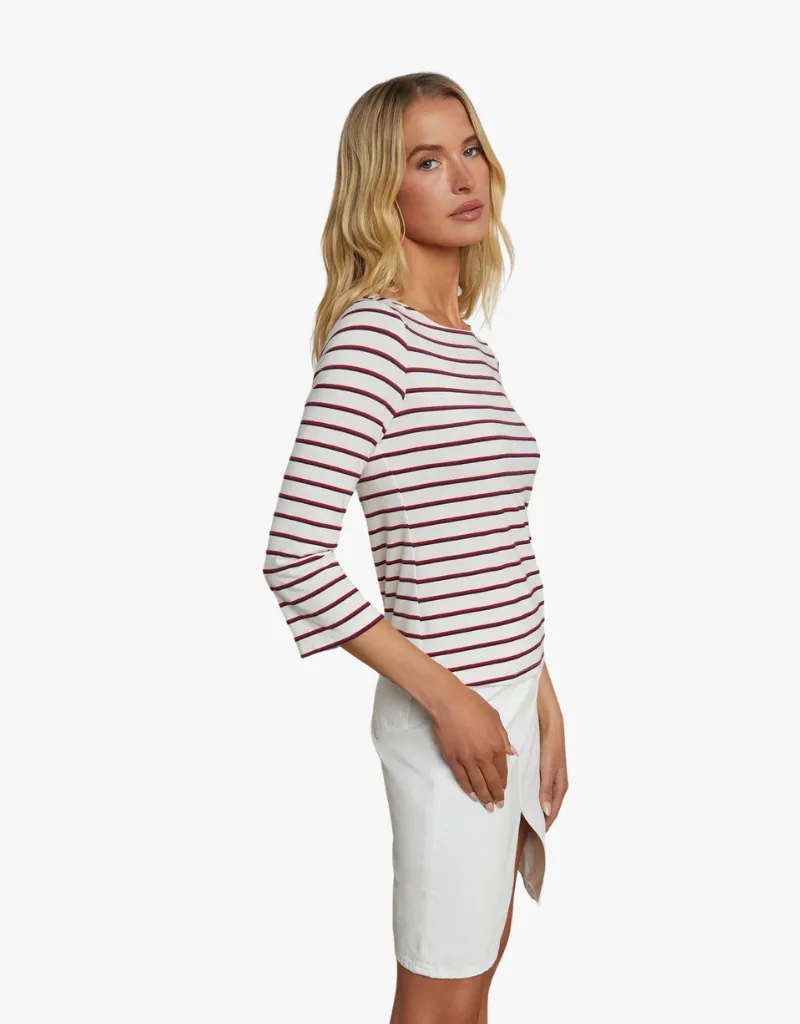 L'agence Lucille Boatneck Top in Red, Navy & White Stripe